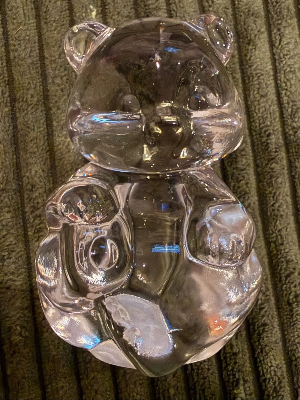 Vintage Fenton Art Glass Crystal Clear Sitting Bear Figurine Paperweight 3.5